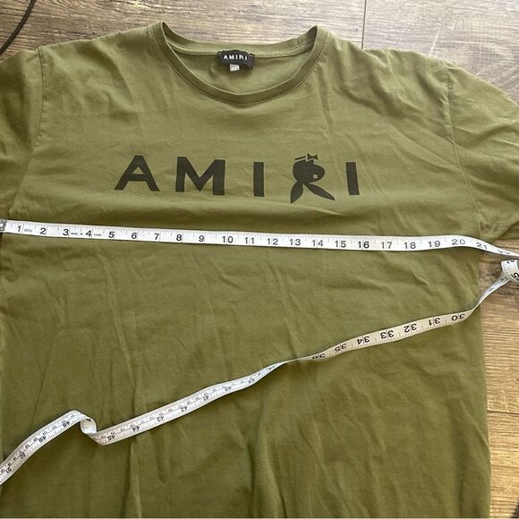 Amiri Reverse Bunny Short Sleeve Army Green Shirt Size 3XL Fits Like Large - Picture 6 of 10